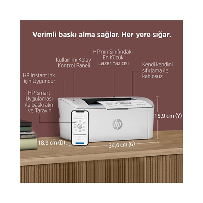HP LaserJet M111w Kablosuz Mono Lazer Yazıcı 7MD68A