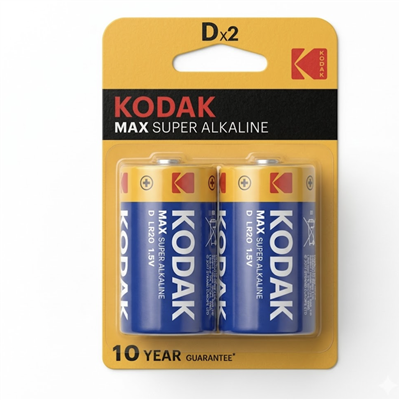 KODAK 2 ADET MAX ALKALIN BUYUK PİL -HD