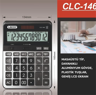 Lacco 134*185MM 12 Hane Hesap Makinesi 