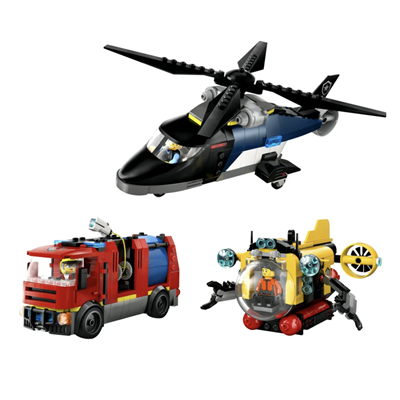 LEGOCity Helikopter, İtfaiye Kamyonu ve Denizaltı Karışımı