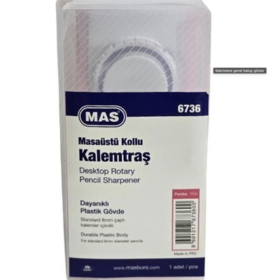 Mas Kollu Masa Tipi Plastik Kalemtraş Büyük Pembe