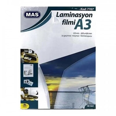 mas laminasyon filmi 125 mic a3 100 lü paket