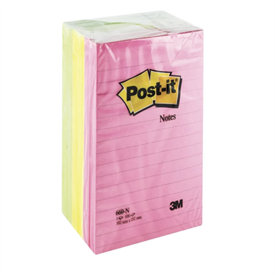 3M Post-it 660-N Çizgili Yapışkanlı Not 102 x 152 mm Neon 