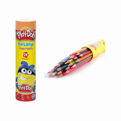 Play-Doh Tüplü 24 Renk Kuru Boya Kalemi Seti Okul Boyama Kalemi
