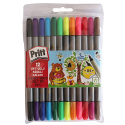 PRITT -CIFT UCLU KECELI KALEM 12 RENK