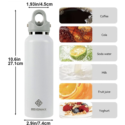 Revomax 950 Ml Çelik Matara Beyaz Paslanmaz Termos