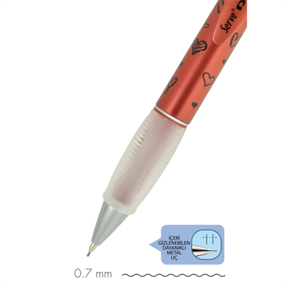 Serve Deep Pre Met. Mek. Desen 0.7 mm LAV Kırık Kalp Versatil Kalem
