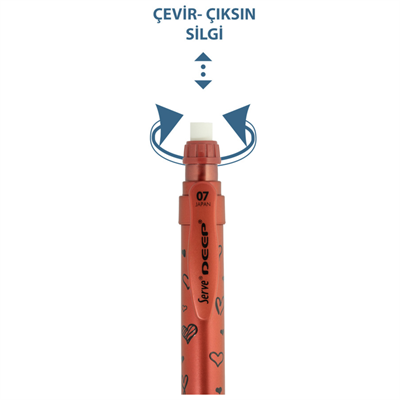 Serve Deep Pre Met. Mek. Desen 0.7 mm LAV Kırık Kalp Versatil Kalem