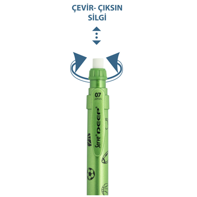 Serve Deep Pre Met. Mek. Desen 0.7 mm F. Yeşil Spor Versatil Kalem