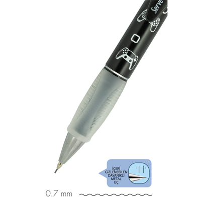 Serve Deep Pre Met. Mek. Desen 0.7 mm MR.SİYAH Oyun Versatil Kalem