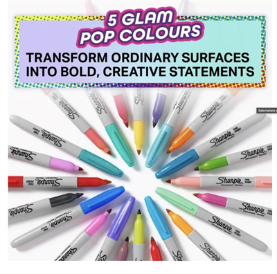 Sharpie Fine Permanent Markör Glam Pop 5li 