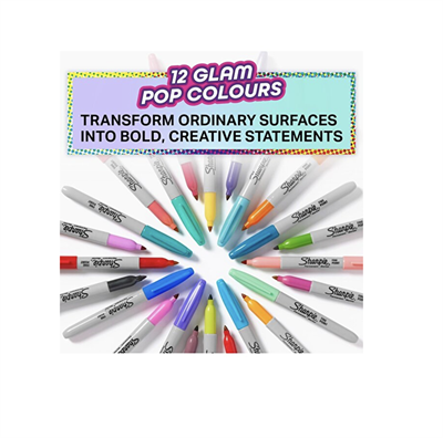 Sharpie Fine Permanent Markör Glam Pop 12li 