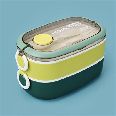Vagonlife VGN-6729 Yeşil Sarı İki Katlı Çelik Lunchbox 900 ml