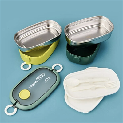 Vagonlife VGN-6729 Yeşil Sarı İki Katlı Çelik Lunchbox 900 ml