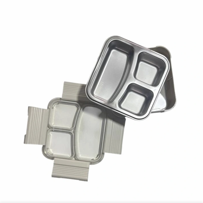 Vagonlife VGN-12171 Kırık Beyaz Üç Bölmeli Çelik Lunchbox 780 ml