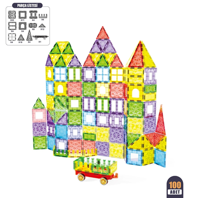 Vardem 100 Parça Manyetik Yapı Blokları 7.5 cm
