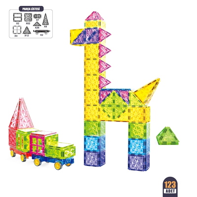 Vardem 123 Parça Manyetik Yapı Blokları 7.5 cm