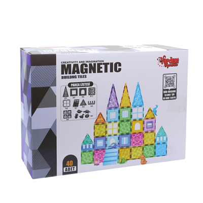 Vardem 40 Parça Manyetik Yapı Blokları 7.5 cm