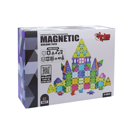 Vardem 67 Parça Manyetik Yapı Blokları 7.5 cm