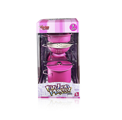 Vardem 7 Parça Raflı Pembe Emaye Mutfak Seti 