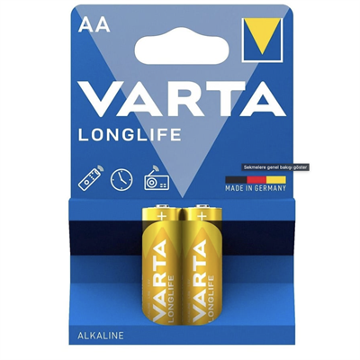 Varta Longlife AA Kalem Alkalin Pil 2li Blister Yedek Paket