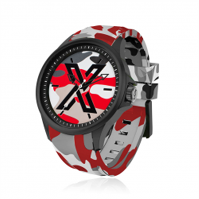 X WATCH Camouflage Kırmızı 44 mm Silikon Kol Saati