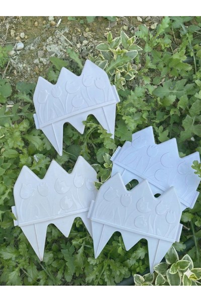8’li Dekoratif Lale Desenli Renkli Bahçe Çiti - Geçmeli Plastik Bahçe ve Saksı Çiti