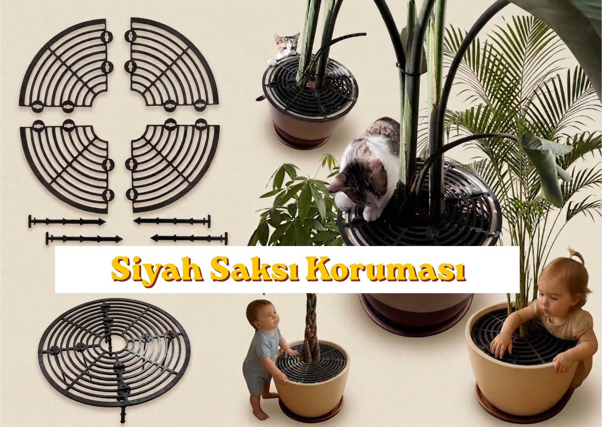 kedileri saksılardan uzak tutmak,kedi saksı toprağı eşeleme,kedi bitki koruma,saksı koruma ızgarası,kedi çiçek yeme çözümü,kedi saksıya girmesin,bitki koruma yöntemleri,evcil hayvan bitki koruma,kedi davranış eğitimi