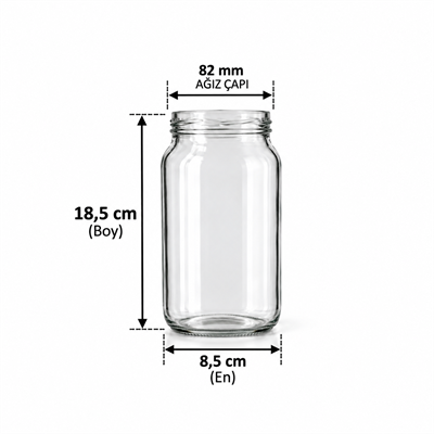 1000 ml Cam Kavanoz Silindir T082 (20’li Paket)