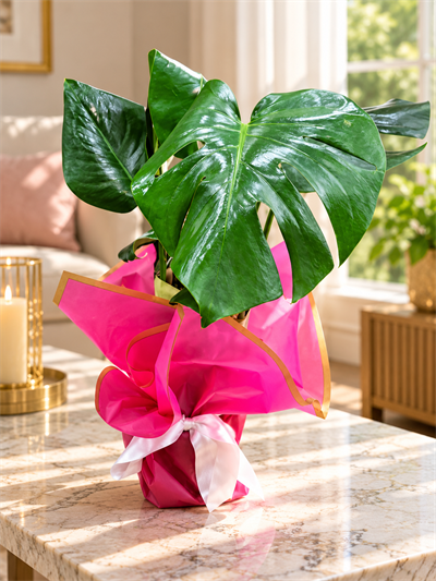 Marmaris Pembe Bukette Deve Tabanı (Monstera) | Modern & Dekoratif Bitki