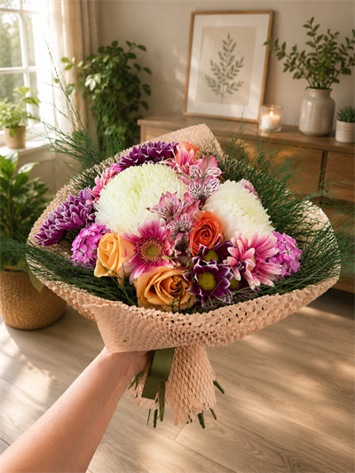 Marmaris Renk Harmanı Buketi | Gül, Gerbera, Alstroemeria ve Krizantemlerden Özel Tasarım