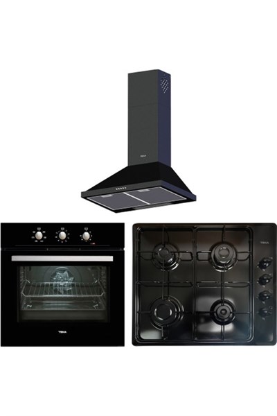 Chef 3 Ankastre Set (HE 715 BK FIRIN HLX 60 AI AL BK OCAK DBT 60 BK DAVLUMBAZ) Siyah 640004