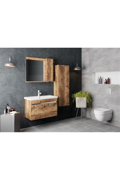 Lidya Banyo Dolabı Takımı Beyaz 80 Cm