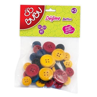 Bu-Bu Düğme 1,2Cm - 2,5Cm 40Lı Renkli Bubu-Hs0007