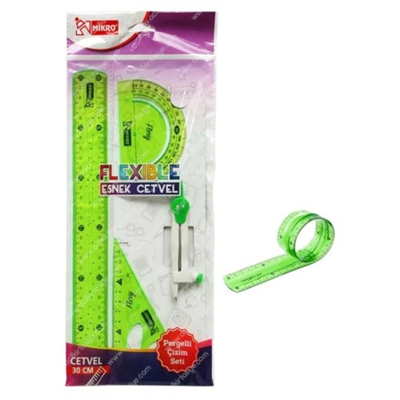 Mikro Flexible 30 Cm Esnek Cetvel Pergelli Çizim Seti 4