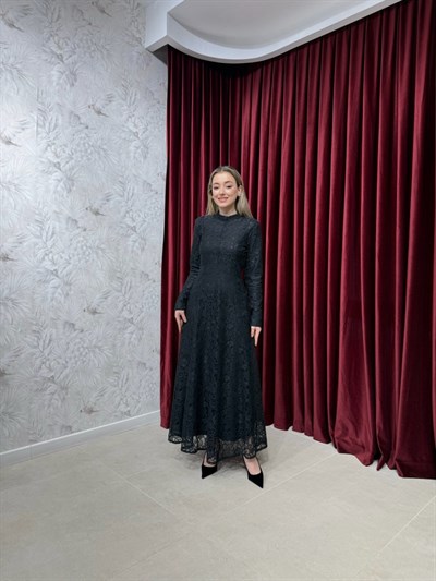 BBC DANTEL ELBİSE - SİYAH