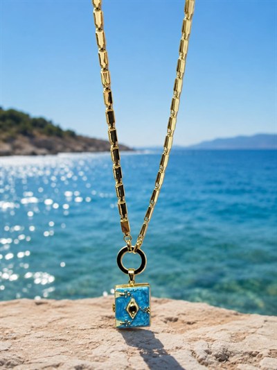 Blue Eye Açılabilen  Gold Kolye