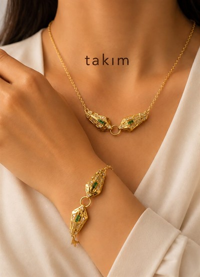 Serenays takım gold kolye ve bileklik
