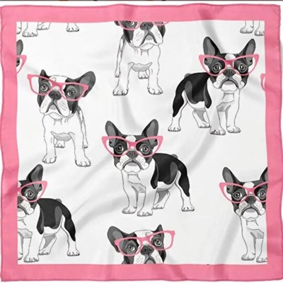 Tekstil Patili Dost Köpek Desenli Fular 