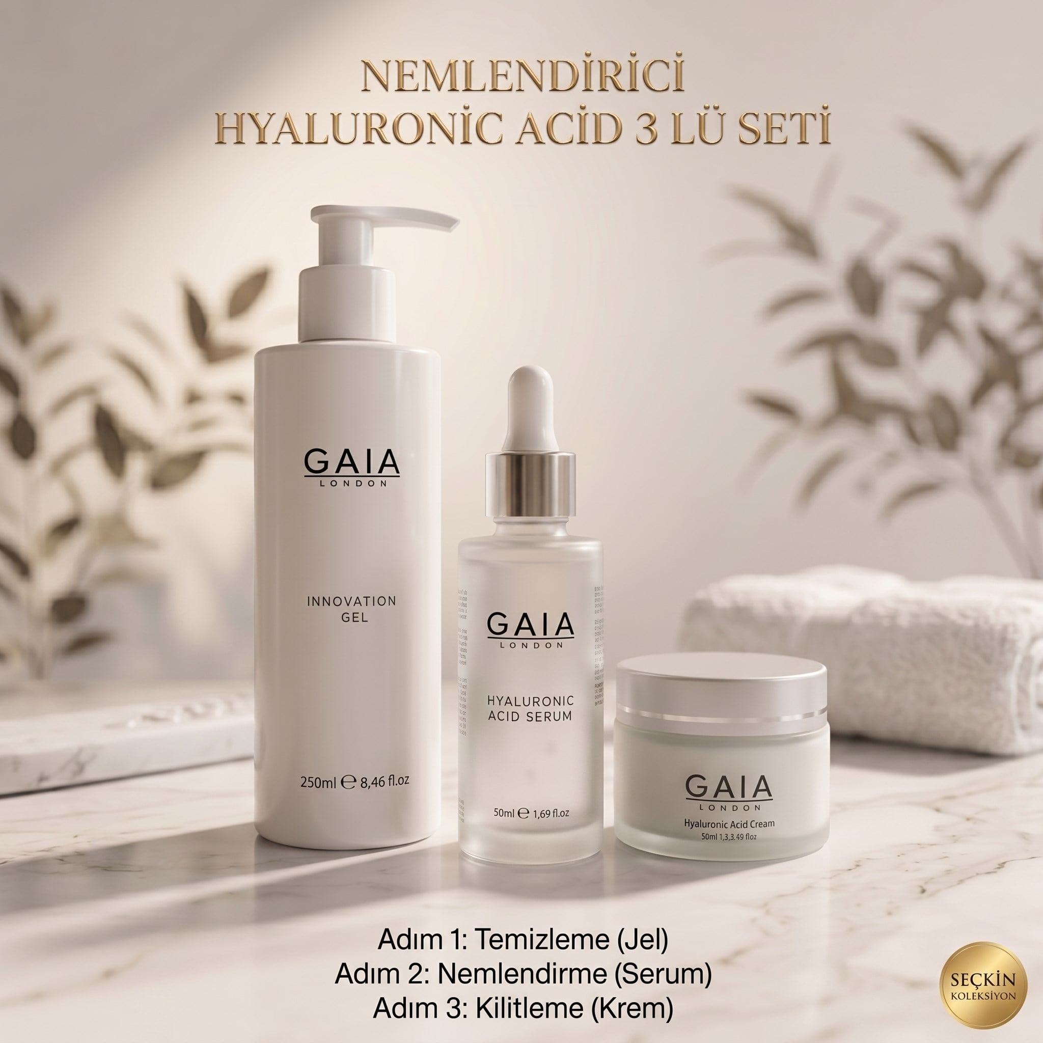 NEMLENDİRİCİ BAKIM SETİ ( Hyaluronıc Acid) 3 lü Set(Hyaluronıc Krem-Hyaluronıc Serum-Innavatıon Jel)