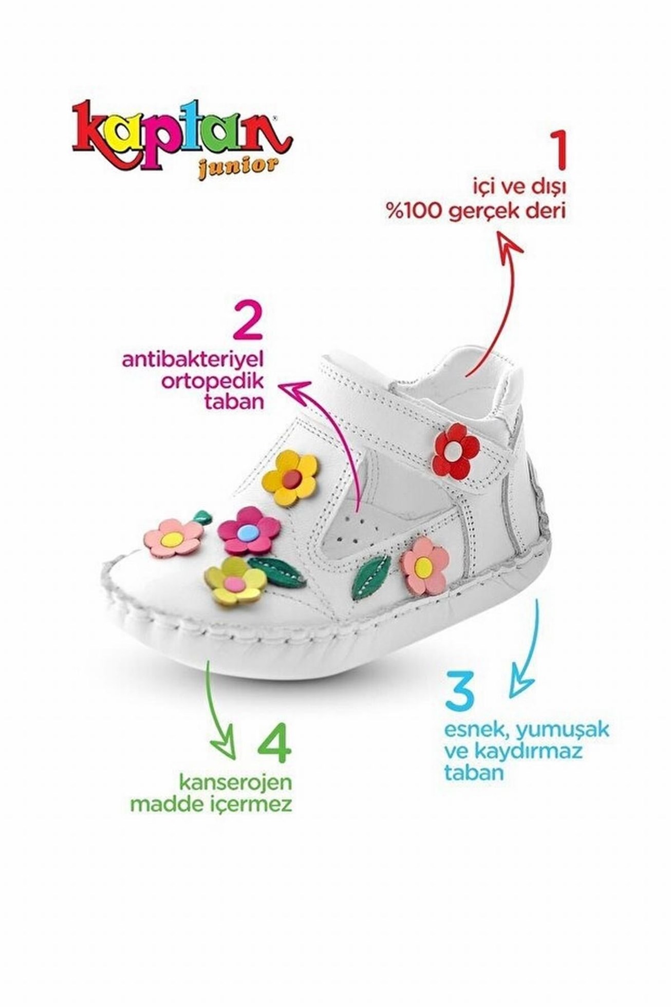 Hakiki Deri Kız Bebek Çocuk Ortopedik Ayakkabı Patik