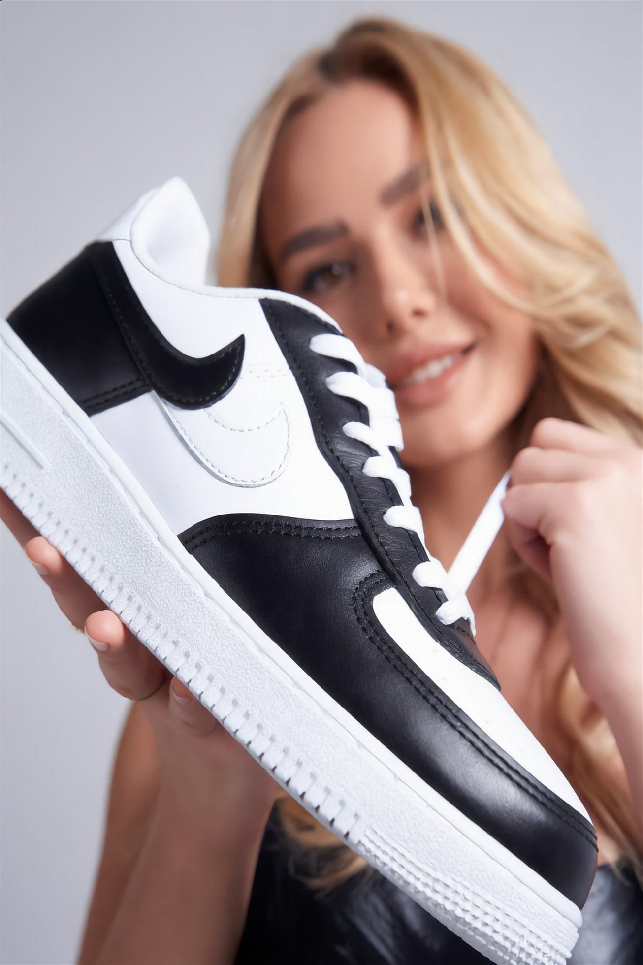 Siyah Beyaz Kadın Sneakers Spor Ayakkabı