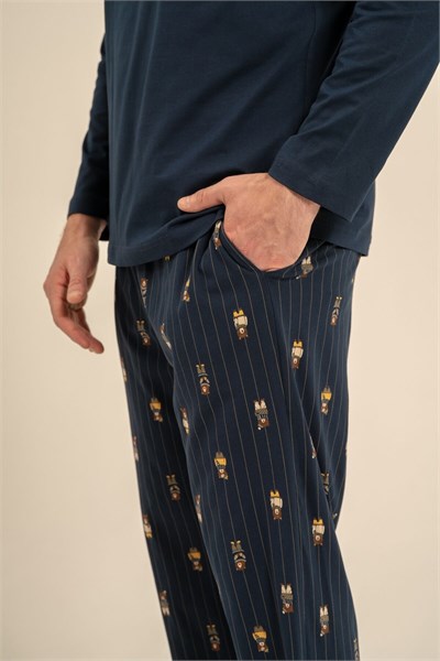 Arnetta Erkek Uzun Kol Pijama Takım Lacivert