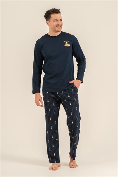 Arnetta Erkek Uzun Kol Pijama Takım Lacivert