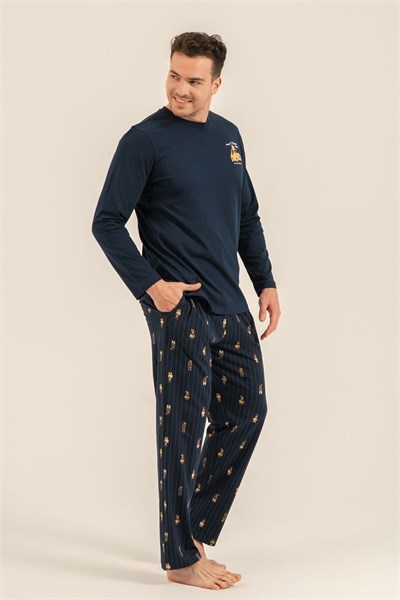 Arnetta Erkek Uzun Kol Pijama Takım Lacivert