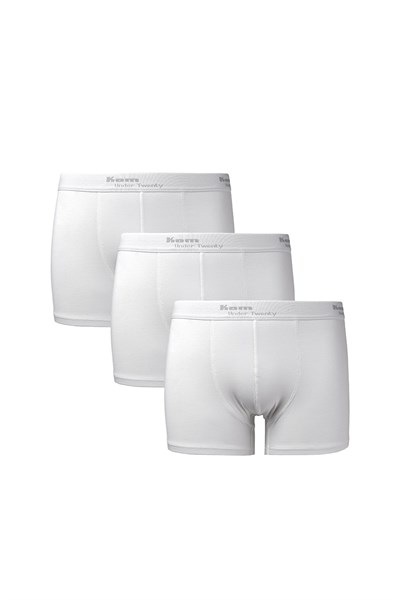 Kom Modal-Pamuk 3 lü Erkek nTtight Boxer Beyaz