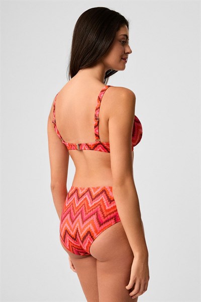 Kom Welle Desenli Toparlayıcı Bikini Takımı Turuncu