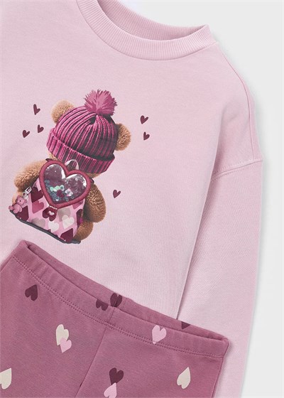 Mayoral Kız Çocuk Bisiklet Yaka Sweatshirt ve Pantolon Takım 4738 Mor