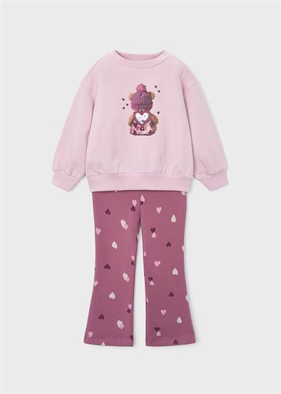 Mayoral Kız Çocuk Bisiklet Yaka Sweatshirt ve Pantolon Takım 4738 Mor