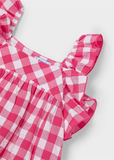 Mayoral Kız Çocuk Gingham Ekose Elbise  3935 Kırmızı
